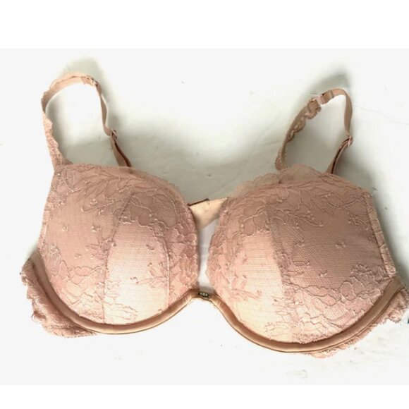 Victoria’s Secret Lace Push-Up Bra 36C Blush Pink Padded Back Closure - Picture 3 of 10